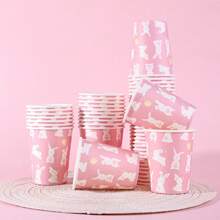 10/20/40/60pcs,Pink Easter Bunny Disposable Paper Cups, Cartoon Rabbit Disposable Paper Cups, Easter Pastel Pink Disposable Paper Cups Cute Happy Easter Bunny Design 9oz Paper Cups For Easter Celebrations Birthdays Gatherings Vibrant Eye-Catching, White Rabbit Paper Cup For Juice Coffee Hot Cold Drink Home Party Supplies - Multicolor - View 4