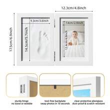 Newborn Handprint & Footprint Photo Frame With Clay, 4x6 Inch Foldable Double-Layer Frame, Available In Black Or White - 1PC - View 5