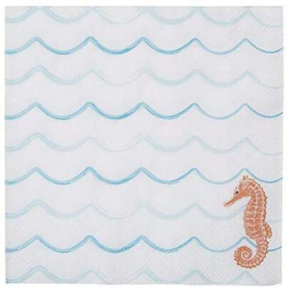 Boston International IHR Paper Napkins 20-Count Cocktail Seahorse Waves