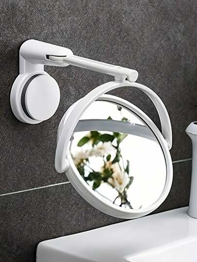 1pc Foldable Extendable Bathroom Mirror, No Drilling Required, Wall-Mounted Makeup Mirror, Single/Double-Sided, Home Decor, No Drill Wall Mounted Mirror, Suction Cup Wall Mounted Makeup Mirror, PVC Mirror Surface, Makeup, Affordable, Room Decor, Vanity, Travel, Bedroom, Makeup Accessories, Mirror, Vanity Mirror, Cheap, Christmas Gift, Cosmetics, Makeup Tools, Inexpensive, Gift, Women Gift, Christmas Present
