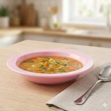 Set Of 10 Round Plastic Deep Plates For Meals - Baby Pink - View 6