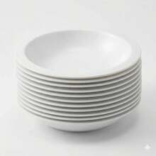 Set Of 10 Round Plastic Deep Plates For Meals - White - View 1