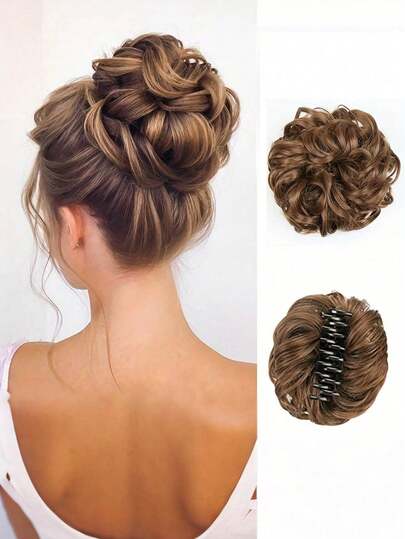 Elegant Curled Bun Hairstyle, Fashionable Volumizing Hair Pad, Extended Bun, Casual Messy Bun, Floral Pompom Hair Clip, Natural Fluffy Hair Donut, Suitable For Women With Long Hair, Wig Set, Ponytail Hair Clip - Easy Clip-On For Instant Voluminous Styling
