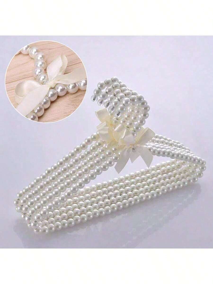 1pc Princess Style Pearl Hanger, Clothing Store Bridal Dress Hanger With Bow, Home Garment Rack - Multicolor - View 1
