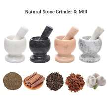 High-Quality Natural Marble Grinder, Manual Black And White Dual-Color Spice, Garlic, And Salt Grinding Bowl - Concrete Mortar Set - Multicolor - View 4