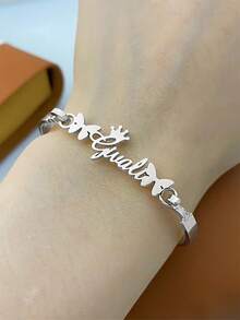 Vòng tay khắc tên theo yêu cầu, thép không gỉ mạ vàng 18K, chống nước, kiểu dáng punk hình trái tim lãng mạn, quà tặng cá nhân hóa. - Mới - Xem 7