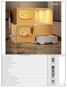 All-In-One Cat Litter Box & Cat Cage, Indoor Home Use With Cat Door, Cat Cabinet, Cat House, Cat Villa With Litter Box - Multicolor - View 18