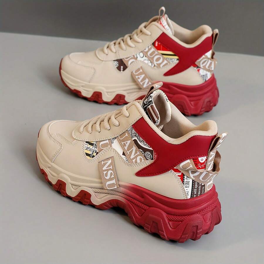FZY 2026 Outdoor Women's Casual Running Shoes - Stylish And Versatile British Design For Spring/Summer, Comfortable, Breathable, And Supportive Wedge Heels - Suitable For Fitness And Workouts, And Also Make A Great Gift. Plus-Size Women's Comfortable And Versatile Running Shoes, Essential Casual Basketball Shoes For Commuting, Perfect As Holiday Gifts, And Fashionable Shoes To Wear During Easter. - Đỏ - Xem 1