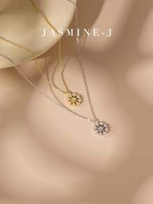 1pc S925 Sterling Silver Necklace,Snowflake Pendant Necklace,Inlaid With Zirconia,Women's Necklace,Simple And Elegant Necklace,The Perfect Gift For Her - Multicolor - View 3