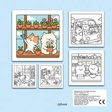 GDTME Comfortable Time: Warm And Fun Coloring Book For Adults And Teenagers, Ideal Gift For Birthday, Back To School, Wedding Anniversary, Music Festival, Stationery, Size 7.9x7.9 Inches - Comfortable Days - View 7