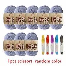 8 cuộn sợi polyester chenille + 1 kéo nhỏ màu ngẫu nhiên, tự làm đồ đan móc túi xách / khăn quàng cổ / áo len / đồ chơi nhồi bông - nhiều màu - Xem 20