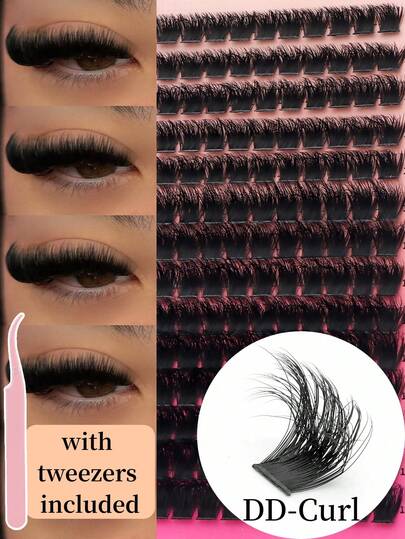 14 Pairs 150D Thick European And American Style False Eyelashes, Super Dense Makeup Effect! Comes With Tweezers, Easy For Beginners To Apply, 196 Strands Full Set, D-Curl Lifted And Volumized Look, 10-18mm Mixed Length, Create Exotic Big Eyes Effortlessly. DIY Segmented Application Is Super Simple, Quickly Complete Exquisite Eye Makeup, Save Makeup Time, Suitable For Daily, Party, And Stage. Soft And Lightweight, Won't Weigh Down Eyes, Long-Lasting Curl And No Drooping. High Cost-Effective, Decent And Practical Gift For Holidays, Suitable For Makeup Beginners And Novices, Cat Eye Lashes