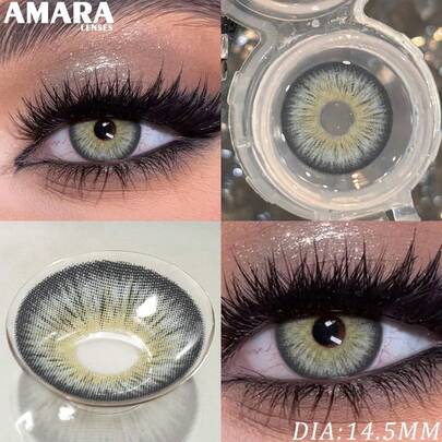 AMARA 1Pair Brown Soft Eye Makeup Beauty Contact Eyewear- Beauty - Lifespan 1 Year Suitable For Daily Use, Perfect For Christmas/Valentine's Day