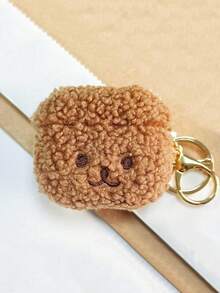 1pc Cute Brown Plush Puppy TPU Shockproof Earphone Case, Suitable Compatible With Apple 1/2/Pro Protective Cover - Multicolor - View 6