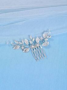 优雅女士水钻合金发梳，中国风汉服/旗袍发饰，婚礼新娘头饰 - 銀色 - 查看 4