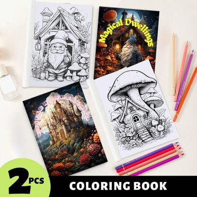 FURUIE 2本森林童话系列涂色书，完美放松身心，释放情绪，是圣诞节、生日、返校派对、涂鸦绘画艺术书的理想礼物，锻炼动手能力，送给学生、朋友、情侣、家人的创意礼物！