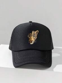 1pc Fashion Animal Sponge Cap Leopard Head Printing Adult Truck Driver Hat Baseball Hat Fishing Hat Funny Gift Hat For Men And Women Spring And Summer - A - View 1