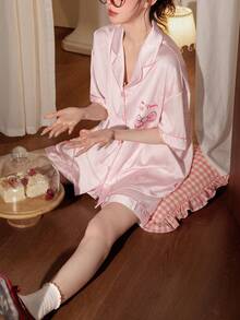 Gongdie 2 piezas Conjunto de pijama de Marie de Disney, Nuevo para primavera/verano 2026 de manga corta, suave y transpirable - Rosa Pálido - Ver 4