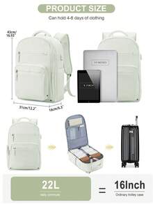Vacuum Compression Laptop Backpack With USB Port, Fits 14-15.6 Notebook, Water Resistant, Airline Approved, Backpack For School, Work, Outdoor - Multicolor - View 3