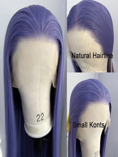 websterwigs Peluca de encaje sintética larga y sedosa con cabello liso de color púrpura ceniza para uso diario y fiestas/cosplay, con línea de implantación natural para mujeres