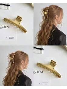 Yves Saint Laurent Edición limitada de primavera temprana de YSL, gran clip para el cabello de metal dorado - Accesorio elegante y brillante para el cabello con logotipo en relieve - Dorado - Ver 4