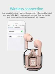 Nya TWS trådlösa hörlurar med transparent pekskärm och låg latens, typ C-laddning, Bluetooth 5.3 semi-in-ear trådlösa sporthörlurar med superlång batteritid - Rosa - Visa 10