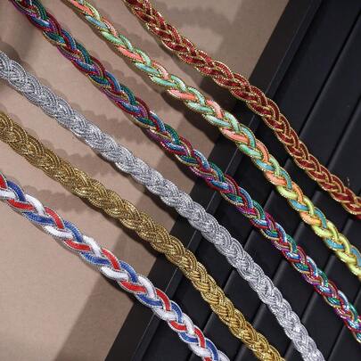 Metallic Braided Trim - Gold & Silver Cord For Clothing Embellishment, Fashion Accessories, Handmade Jewelry & Premium Crafting