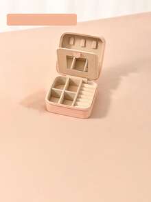 旅行双层首饰盒，PU皮革首饰收纳盒，带扣，首饰整理盒，首饰收藏盒，戒指盒，吊坠盒，耳环盒，项链盒 - 彩色 - 查看 16