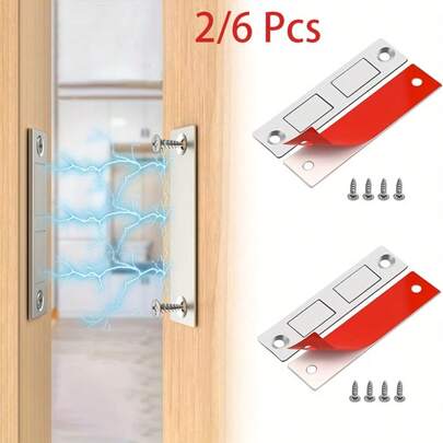 2/6 Pcs Cupboard Door Magnets, Magnetic Door Catches For Cupboards, Drawer Magnet Catch, Slim Double Magnetic Catch For Furniture Closet Cupboard Door Closing