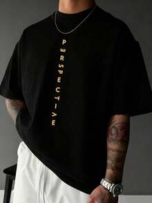 GRDR Men's Fashionable Printed Loose Short Sleeve T-Shirt | Exquisite Design | Summer Essential | Easy To Match, Showcase Your Style - Black - View 4