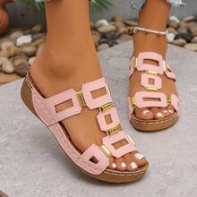 Large Solid Color Slippers For Women, New Fish Mouth, Thick Sole, Fashionable Belt Buckle, One Line Cool Slippers, Beach Item - Hồng - Xem 13