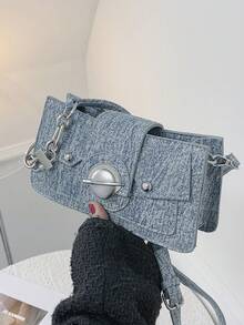 Fashionable Retro Exquisite Personalized Shoulder Bag, Simple Temperament Daily Underarm Bag, Niche Design Versatile Elegant Crossbody Bag, Suitable For Shopping, Daily Outings, Work, Dating, Commuting - Blue - View 10