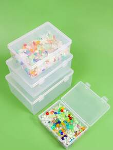 1pc Rectangular Transparent Plastic Fishing Tackle Storage Box, Jewelry Accessory Tool Organizer Box With Flip Cover, Suitable For Electronic Components, Hardware Parts, Toy Parts, Small Items And Household Goods Storage And Organization - Clear - View 2