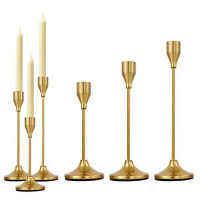 3个金色/银色烛台，优雅婚礼中心装饰，适用于宴会桌、家居、餐厅、派对装饰