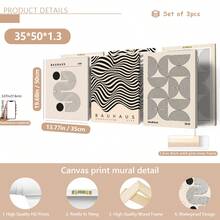 3pcs Set Decorative Art Canvas Painting, Abstract Geometric Ink Painting Art Poster, Modern Classic Style Suitable For Home Decor, Room, Bedroom, Living Room, Bathroom Wall Decor, Optional Framed Wall Art - Multicolor - View 18