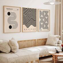 3pcs Set Decorative Art Canvas Painting, Abstract Geometric Ink Painting Art Poster, Modern Classic Style Suitable For Home Decor, Room, Bedroom, Living Room, Bathroom Wall Decor, Optional Framed Wall Art - Multicolor - View 2