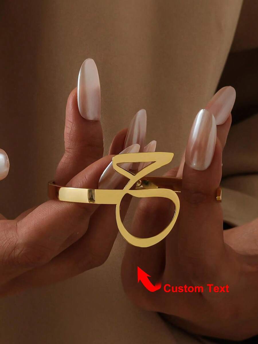 Personalized Arabic Letter Bangle Bracelet For Men And Women,Custom 18K Gold Arbic Letter Bracelet, Adjustable Cuff, Islamic Gift, Eid Gift - Multicolor - View 1