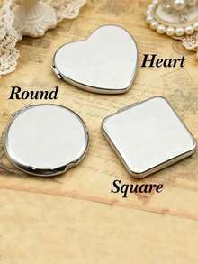 Customized Engraved Silver Compact Makeup Mirror, Personalized Pocket Mirror, Customized Engraved Heart-Shaped Makeup Mirror, Customized Silver Compact Makeup Mirror, Bridesmaid Gift, Birthday Christmas Gift For Her, Bridesmaid Thank You Gift, Floral Makeup Mirror, Women's Pocket Mirror, Bridal Party Gift - Multicolor - View 5