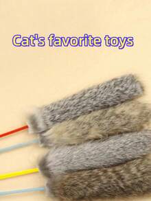 Cat Toys Teaser Wand With Rabbit Fur, Feather Stick, Balls, Scratching Pole, Interactive Toys For Cats - Multicolor - View 5