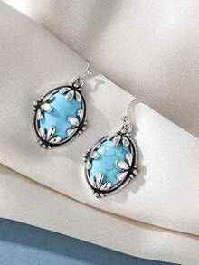 1 Đôi bông tai dáng oval kiểu cổ điển, móc cài, quà tặng trang sức, bông tai dáng dài phong cách Bohemian dành cho nữ. - Hoa tai - Xem 2