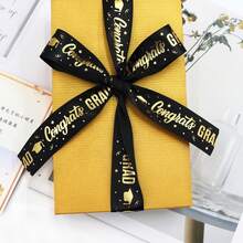 5pcs/Set Graduation Satin Ribbon, 1 Inch Congratulations Graduation Satin Ribbon With Gold Foil Print, Polyester Material, Suitable For Graduation Gift Packaging, Graduation Wreaths, 24.6 Yards, Graduation Gift - Multicolor - View 7