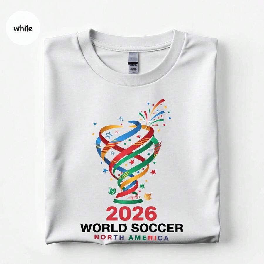 2026 World Cup T-Shirt _ North America Abstract Trophy Graphic Tee - White - View 1