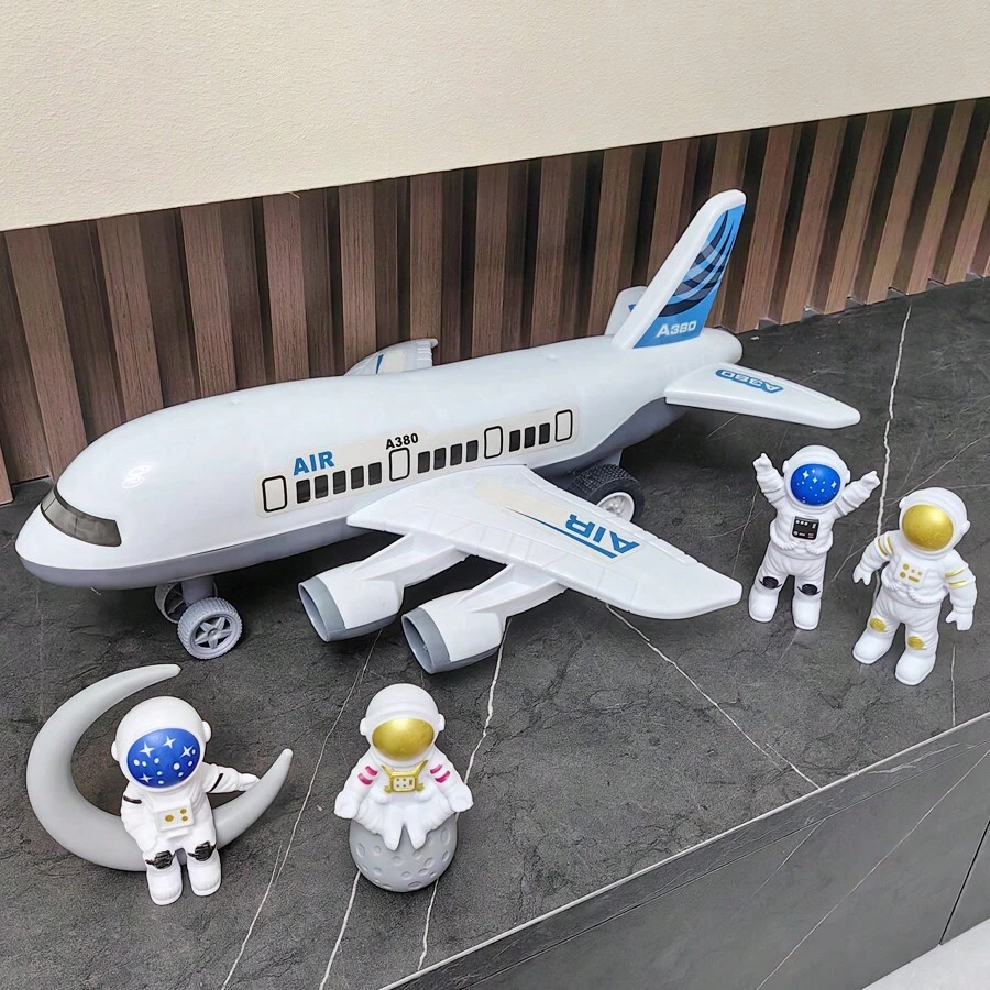 大型惯性白色客机、航天器、宇航员、太空飞船火箭模型玩具，儿童男孩新年/生日礼物