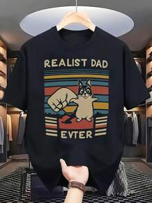 1 Camiseta Casual para Hombre con Estampado Gráfico REALIST DAD EVERET - Corte Holgado con Cuello Redondo. Negro. Comodidad para todas las estaciones. Lavar a mano o limpiar en. Camisas para papá. Comodidad Diaria. Diseño Divertido. Ropa Duradera. Tela no elástica - Negro - Ver 7