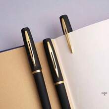 0.5毫米/0.7毫米/1.0毫米哑光塑料橡胶涂层圆珠笔，水性墨水，适用于商务促销、办公、学生、金融、签字等场合，黑色墨水 - 磨砂黑色中性筆 - 查看 5