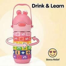 1pc 430ml 316 Stainless Steel Insulated Bottle, Puzzle Toy Anti-Drop Stress Relief Gift, Includes Strap And Cleaning Brush. 430ml Vacuum Insulated Water Bottle, Leak-Proof, Suitable For Cycling, Backpacking, Office, Car, School, Party, Camping, Birthday, School Events And Holidays - Multicolor - View 8