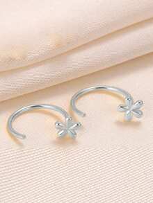 1 pieza Anillo de ombligo de plata de ley S925 con flor de rhinestone, diseño minimalista y lujoso, para uso diario de mujeres, regalo de aniversario/cumpleaños - soltero - Ver 5