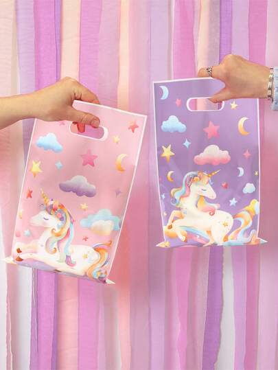10/25/100个独角兽礼品袋，派对礼品包装袋，生日袋，婴儿派对装饰，迎婴派对装饰，包装袋，派对礼品袋填充物，性别揭晓派对装饰，生日装饰，女生日，一周岁生日，独角兽装饰，糖果袋，儿童生日，礼品包装用品，纪念品