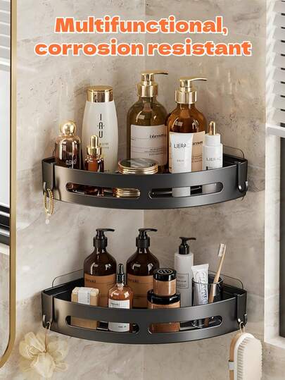 1/2/3 Pcs Plastic Corner Shelf, Wall Mounted Triangular Storage Rack, Bathroom Bedroom Kitchen Dorm Small Space Organizer, Space Saving Storage Rack, Multi-Function Organizer, Wall Corner Storage Shelf, Bathroom Toiletries Storage, Kitchen Spice Bottle Storage, Bedroom Cosmetics Storage, Dorm Supplies Storage, Essential For Home Organization