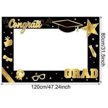1pc 2026 Graduation Decoration 2026 Graduation Photo Frame Black & Gold Congratulations Photo Frame Prop High School College 2026 Graduation Party Decor - Multicolor - View 9